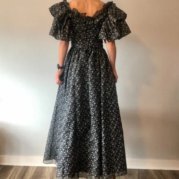 GUNNE SAX JESSICA MCCLINTOCK VINTAGE FLORAL MAXI PRAIRIE PROM DRESS - Picture 12 of 16